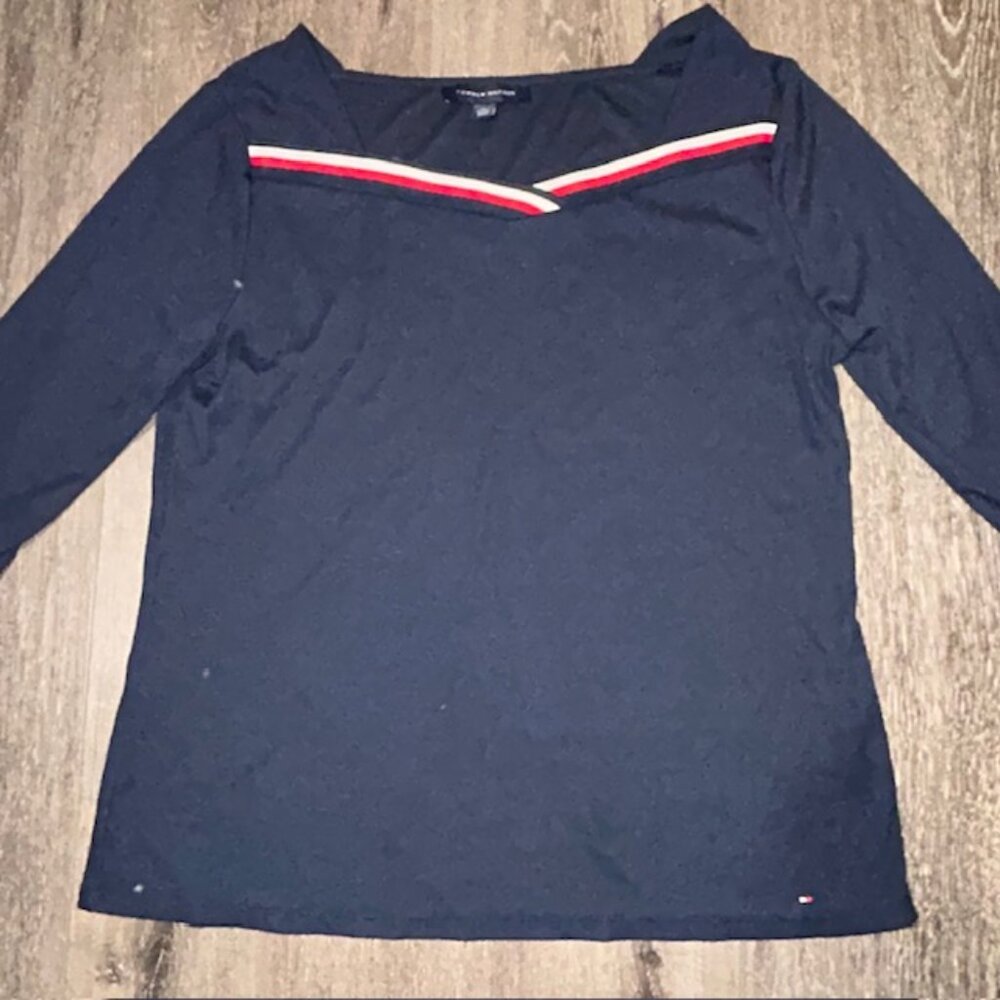 Tommy Hilfiger Women's Navy Blue Long Sleeve Shirt Size XL - Picture 2 of 5